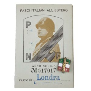 Original WWII Italian P.N.F. member pin and ID card in …
