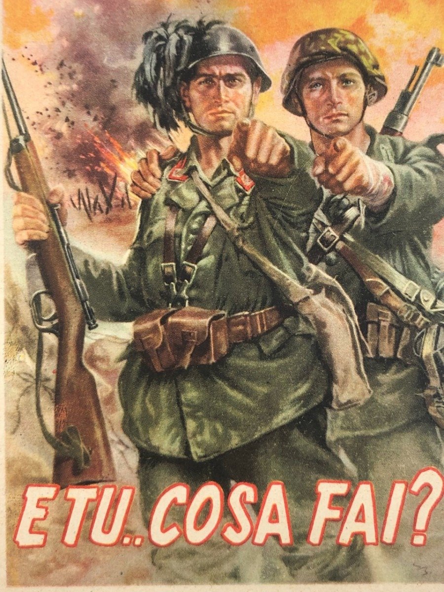 Original WWII Italian R.S.I. recruitment post card — image 2