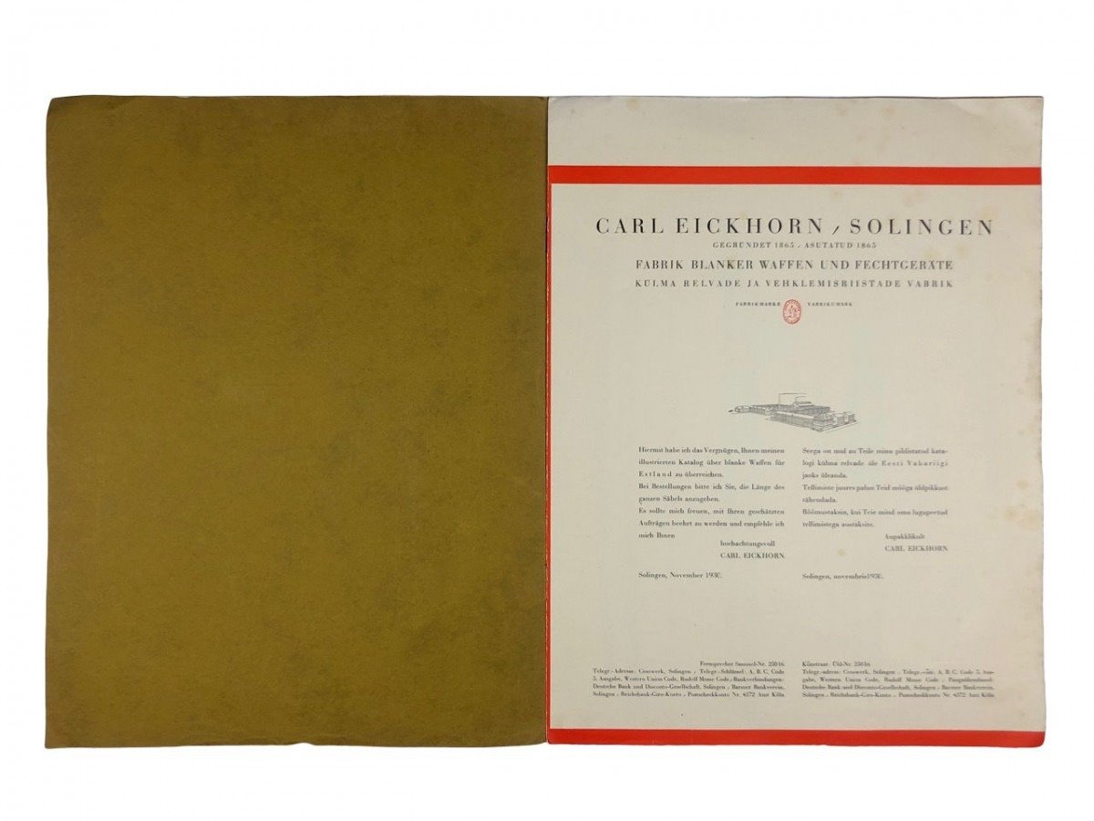 Original 1930s Estonian Carl Eickhorn – Solingen saber advertising booklet — image 3