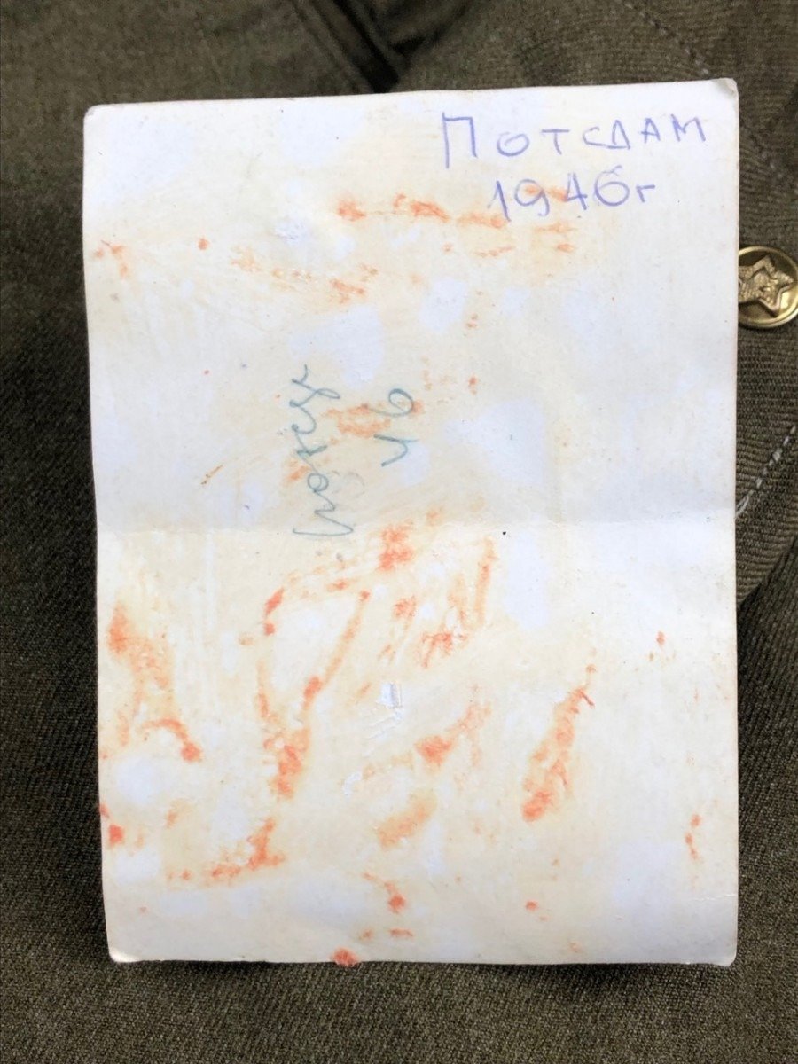 Originele WWII Russische M43 lend lease Gymnasterka met broek en foto van drager — image 7