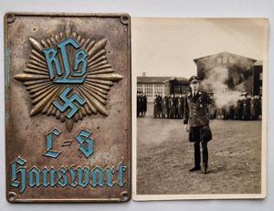 RLB Luftschutz House Warden metal door plaque and photo