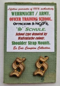 A pair of 'S' officer training school shoulder strap cyphers …