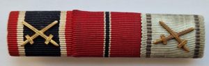 Large 3 place ribbon bar KVKII with Swords, Ostmedaille and …