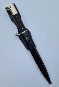 Short pattern single etched parade bayonet and frog by Eickhorn.