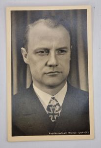 Knights Cross postcard E-boat Kapitänleutnant Werner Tögniges.