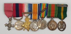 WWI and WWII MBE, DCM Gallantry 7 place miniature mounted …