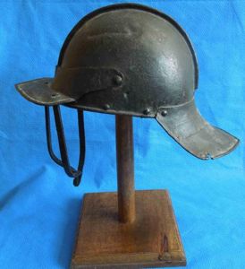 English Civil War Harquebuster's 'Lobster Tail' Helmet circa 1640.