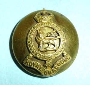 Royal Dragoons Officer's Mounted Large Pattern Gilt Button, King's Crown