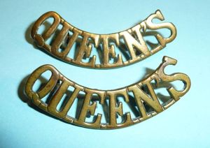 Queen's - Queens Royal Regiment (West Surrey) Pair of Brass …