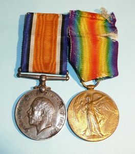 WW1 Medal Pair to Pte Ernest F. Kirby 5th (Cinque …