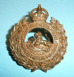 Rhodesia British South Africa Police Brass Helmet Plate and Cap …
