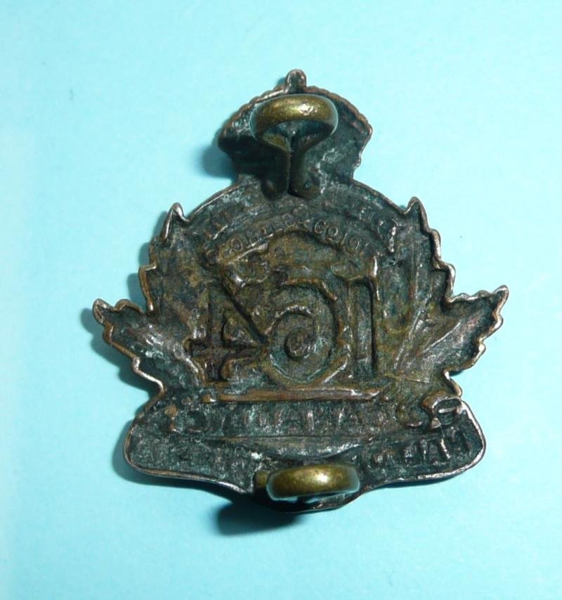 WW1 Canada - 164th CEF Halton & Dufferin Infantry Battalion Canadian Expeditionary Force Collar Badge — image 2
