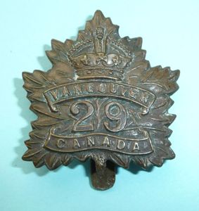 WW1 Canada - 29th (Vancouver) Battalion CEF Canadian Expeditionary Force …