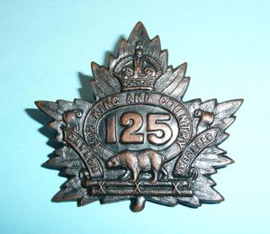 WW1 Canada - 125th Overseas Infantry Battalion (Brantford) Canadian Expeditionary …