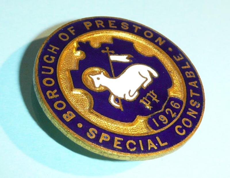 1926 General Strike Preston Borough Police (Lancashire) Special Constable Constabulary Gilt and Enamel Mufti Buttonhole Lapel Badge — image 2