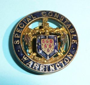 WW1 Warrington Borough Police (Lancashire) Special Constable Constabulary Voided Gilt …