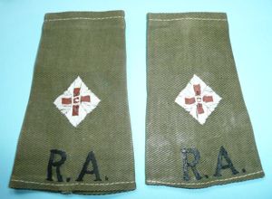 Royal Artillery (RA) Matched Pair of Officer's Tropical Slip-on Epaulettes …