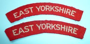 WW2 East Yorkshire Regiment Matched Pair of Woven White on …
