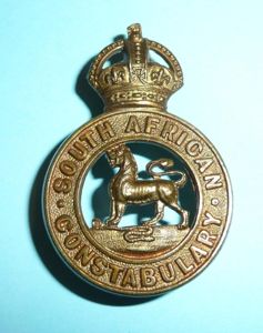 South African Constabulary Edwardian Gilding Metal Helmet and Cap Badge, …