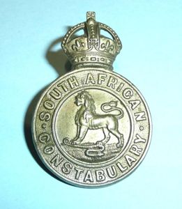 South African Constabulary Edwardian White Metal Helmet and Cap Badge, …