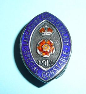 WW1 Lancashire 1914 Hallmarked Silver & Enamel Special Constable Constabulary …