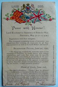 Patriotic Boer War Peace with Honour Art Postcard - Tuck …
