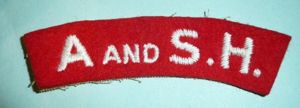 WW2 'A and SH' (Argyll and Sutherland Highlanders) Embroidered White …