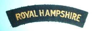 Royal Hampshire Regiment Embroidered Yellow on Black Cloth Felt Shoulder …