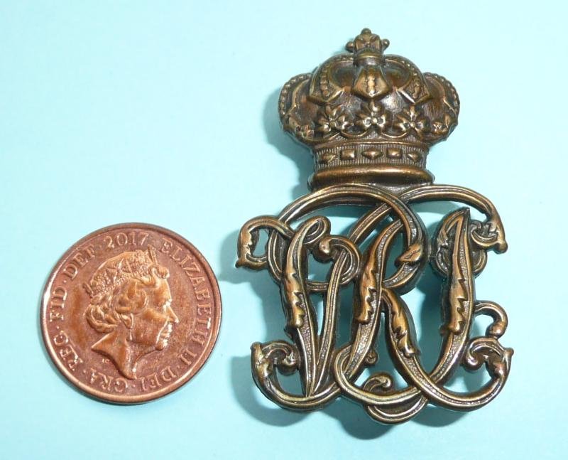 QVC / Victorian VRI Monogram Bronze Indian Staff Corps / Unattached List Cap Badge — image 2