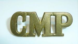 WW1 era CMP Corps of Military Police Brass Shoulder Title