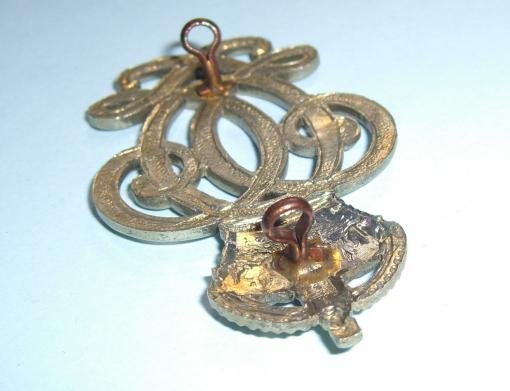 7th Queen's Own Hussars NCO's White Metal Arm Badge on Correct Scarlet Felt Backing — image 3