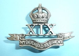 Indian Army - 19th XIX Hyderabad Regiment White Metal Cast …
