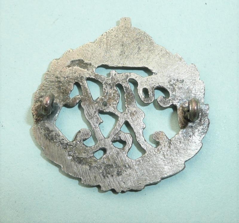 Indian Sub-Continent - Burma Burmese Rangoon Police (RP) Cast White Metal Cap Badge — image 2