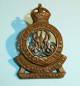 The Surrey Yeomanry (Lancers) (Queen Mary's Regiment) Brass Other Ranks …