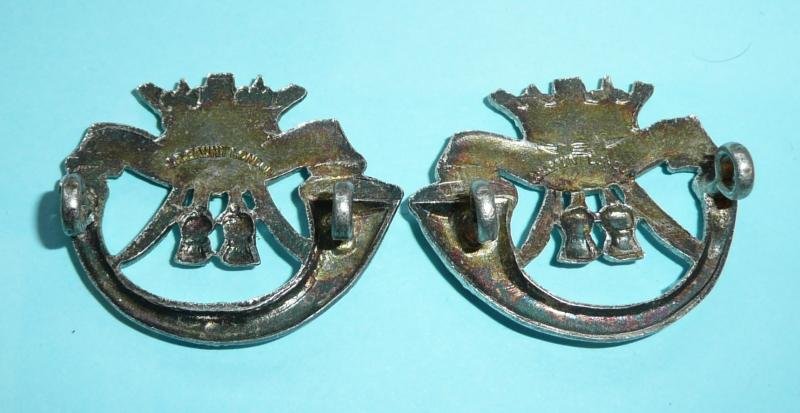 Duke of Cornwalls Light Infantry DCLI (Territorials) Officers Silver Plated Collar Badges - Gaunt — image 2