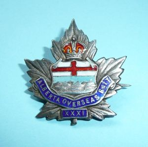 WW1 Canada - 31st (Alberta) Overseas Battalion CEF Hallmarked Silver …