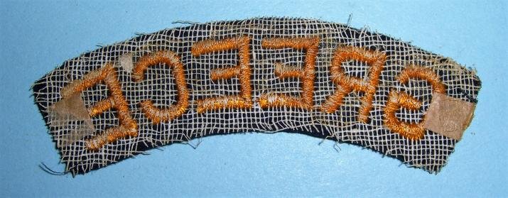 Rare WW2 GREECE Greek Nationality Woven Gold Yellow on Dark Blue Nationality Shoulder Title — image 2