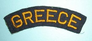 Rare WW2 GREECE Greek Nationality Woven Gold Yellow on Dark …