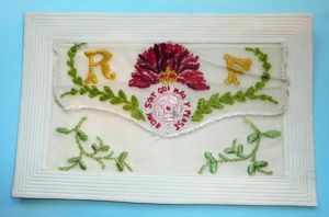 WW1 French Made Embroidered Silk Postcard Royal Fusiliers