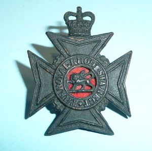 Africa - The Royal Rhodesia Regiment Blackened Brass Cap Badge …