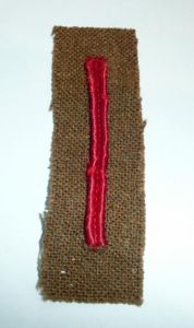 WW2 Red Embroidered Wound Stripe on Khaki Panel - Authorised …
