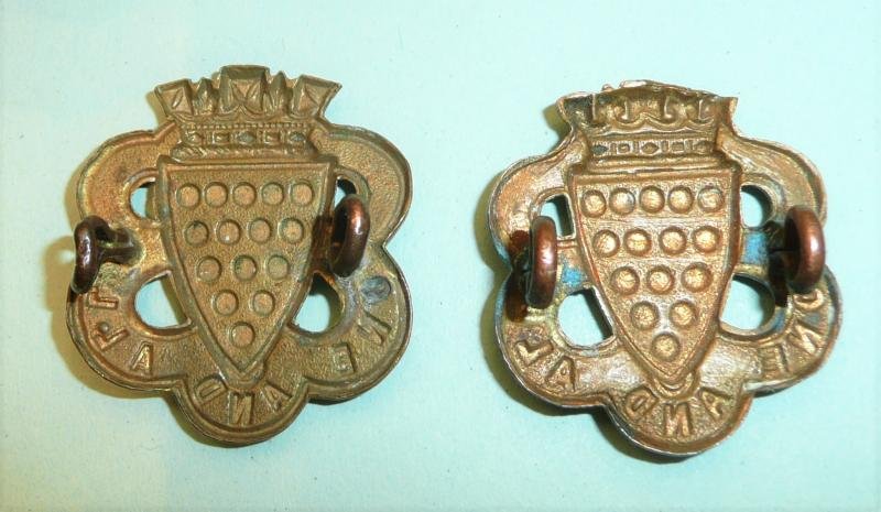 Duke of Cornwalls Light Infantry (DCLI) Pair of Other Ranks Brass Collar Badges — image 2