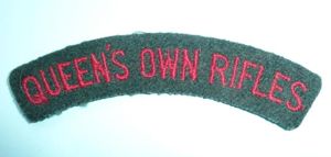 Queen's Own Rifles Woven Red on Green Felt Cloth Shoulder …