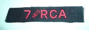 WW2 - 7th Medium Regiment Royal Canadian Artillery Embroidered Red …