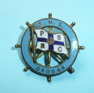 RMS Orduna (Pacific Steam Navigation Company) Enamel and Gilt Sweetheart …