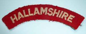 Hallamshire Embroidered Cloth Shoulder Title ( 4th Battalion (Territorials) York …