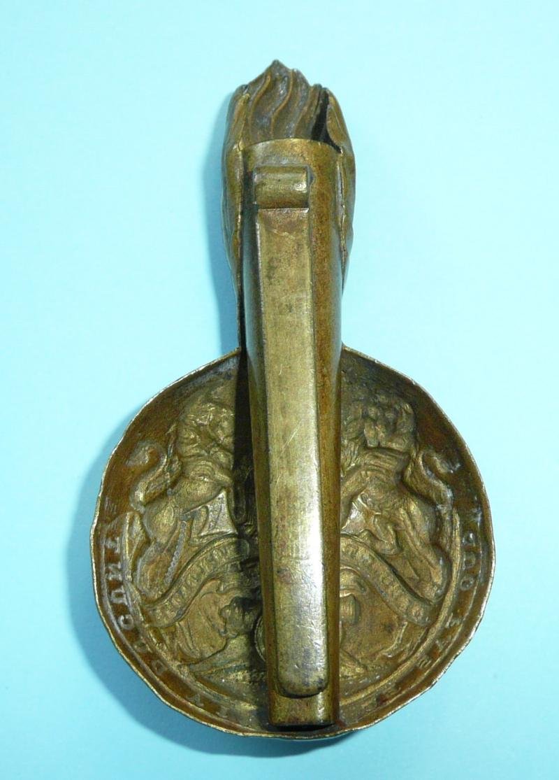 Royal Artillery (RA) Generic Victorian QVC Other Ranks Brass busby badge & plume holder — image 3