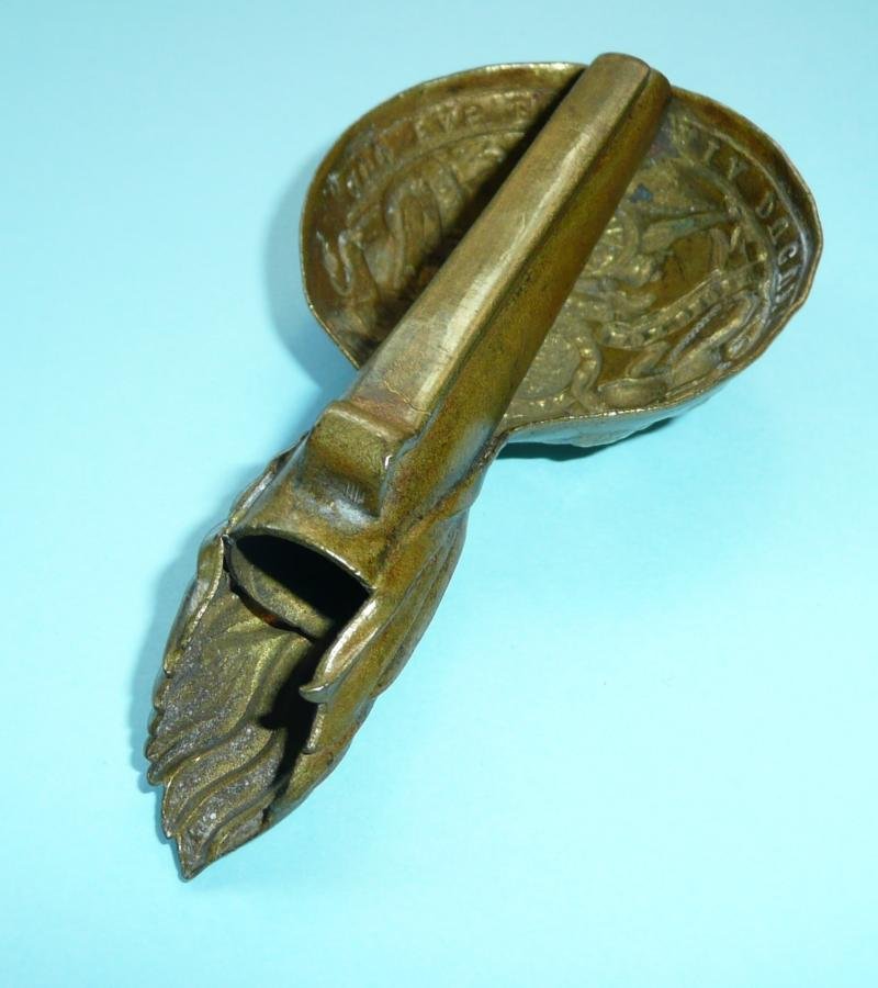 Royal Artillery (RA) Generic Victorian QVC Other Ranks Brass busby badge & plume holder — image 4