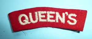 Queen's - Queens Royal Regiment (West Surrey) Embroidered White on …