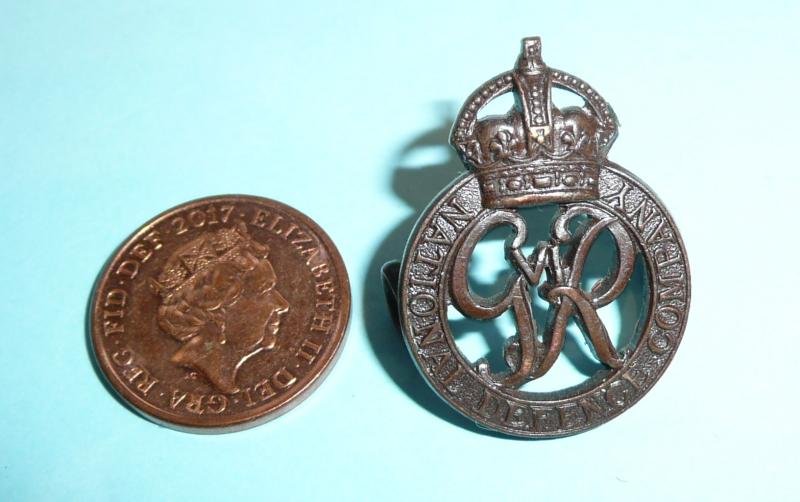 WW2 National Defence Company ( NDC ) Officer's Bronze OSD Collar Badge - Gaunt - GVI Cypher — image 2